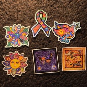 6 hippie design stickers